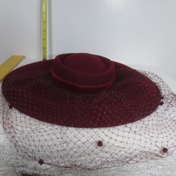 Sonni SF Hat 40s Vintage Wine Picture Net Doeskin Wool Wide Brim by Bollman OS main image 10